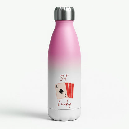 Get Lucky Set Of Cards Pink Water Bottle