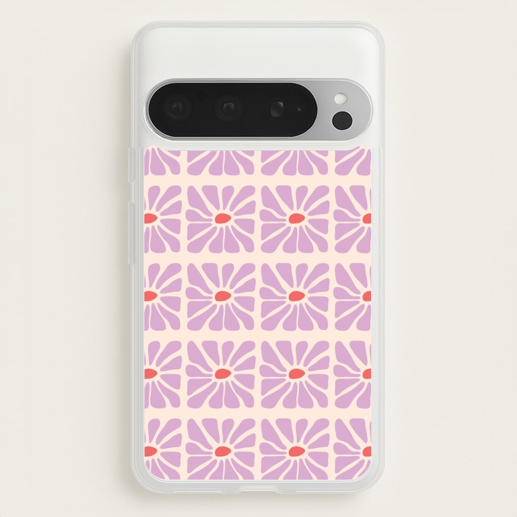 Square Abstract Flowers Mauve Google Pixel 9 Pro XL Case