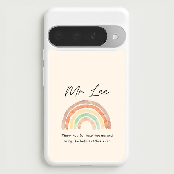 Biege Personalised Teacher Rainbow  Google Pixel 10 Pro XL Case