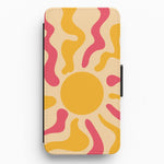 Yellow And Pink Abstract Sun Flip / Wallet Phone Case