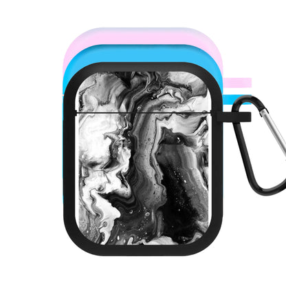 Black and White Leaking Marble AirPods Case