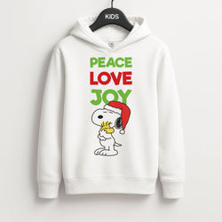 Peace, Love, Joy Christmas Cartoon Beagle Kids Hoodie