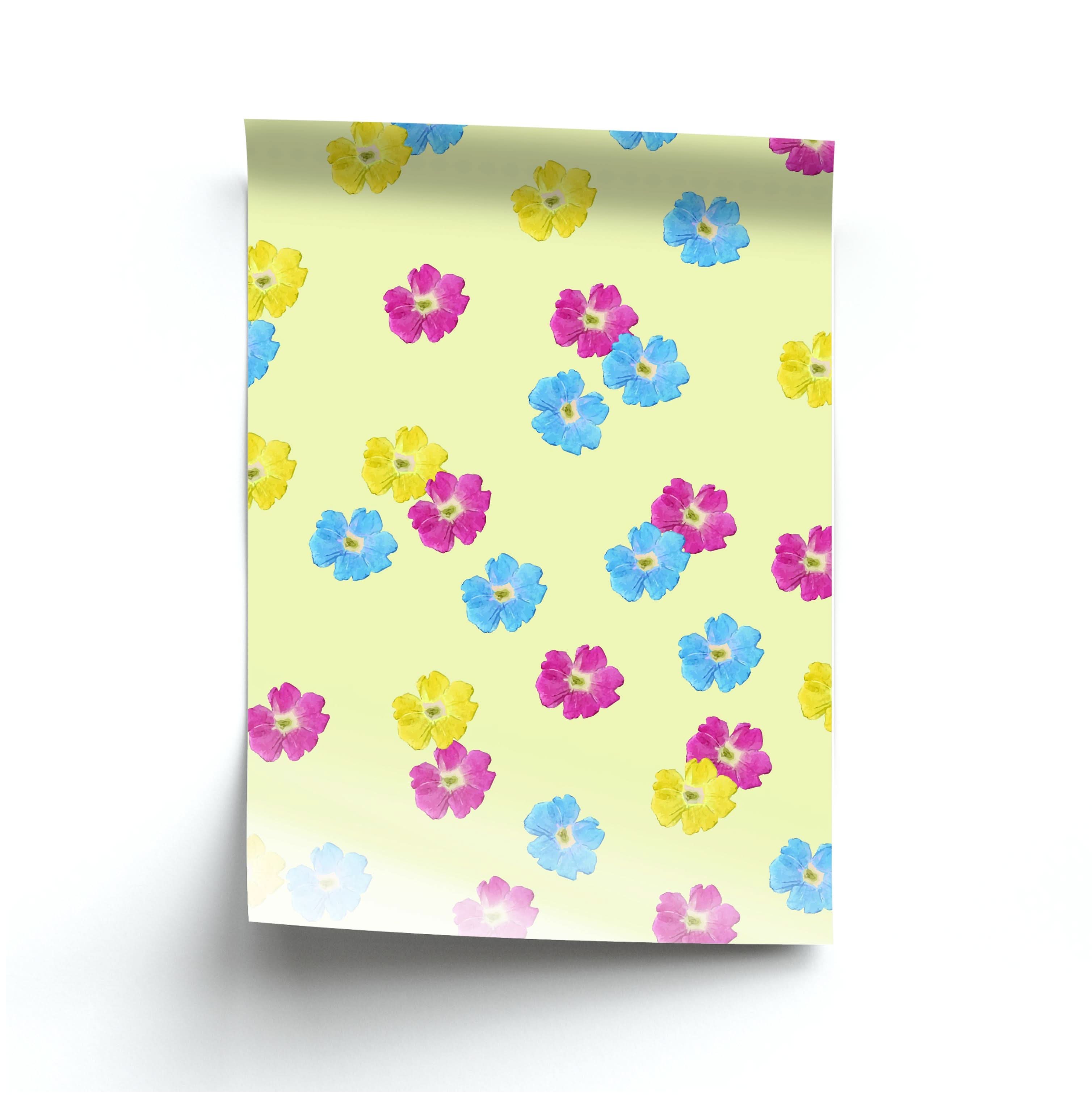 Pastel Pressed Flowers Pattern Poster