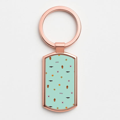 Minature Halloween Cartoons Pattern Rose Gold Keyring