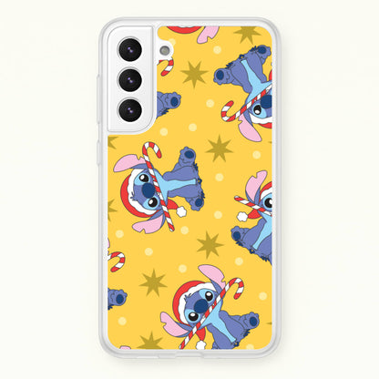 Cute Blue Alien Candycane Christmas Pattern Galaxy S22 Case