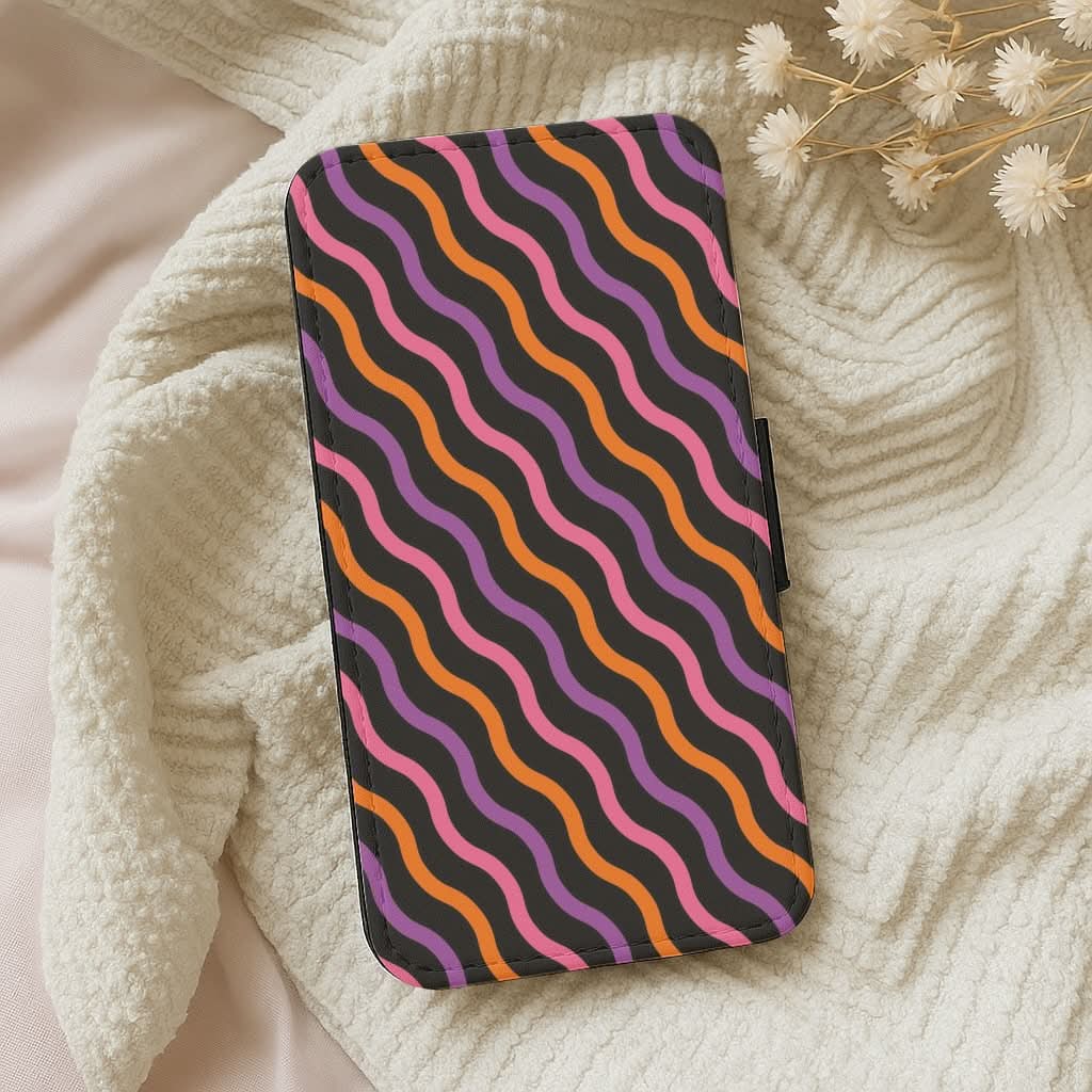 Wavy Abstract Halloween Pattern Leather Phone Case