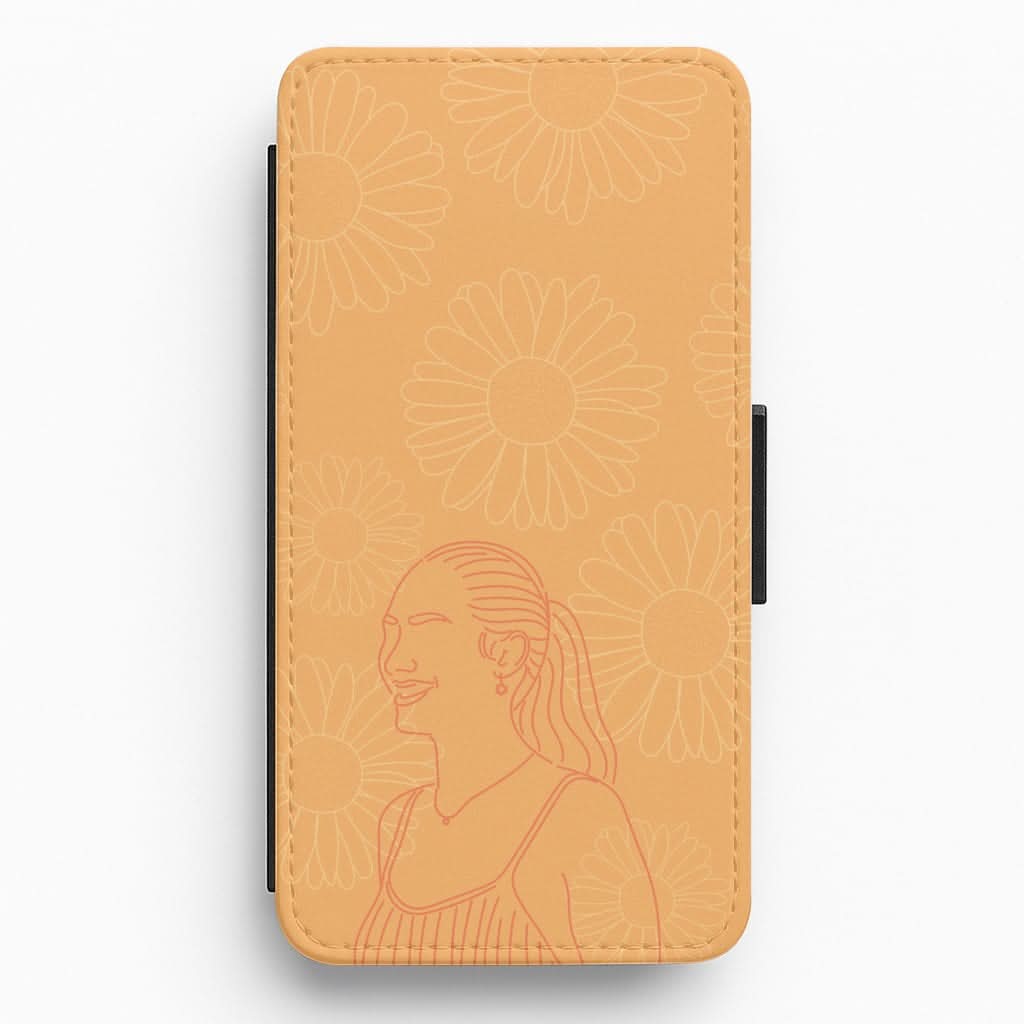 Belly And Daisies Outline Flip / Wallet Phone Case