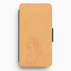 Belly And Daisies Outline Flip / Wallet Phone Case