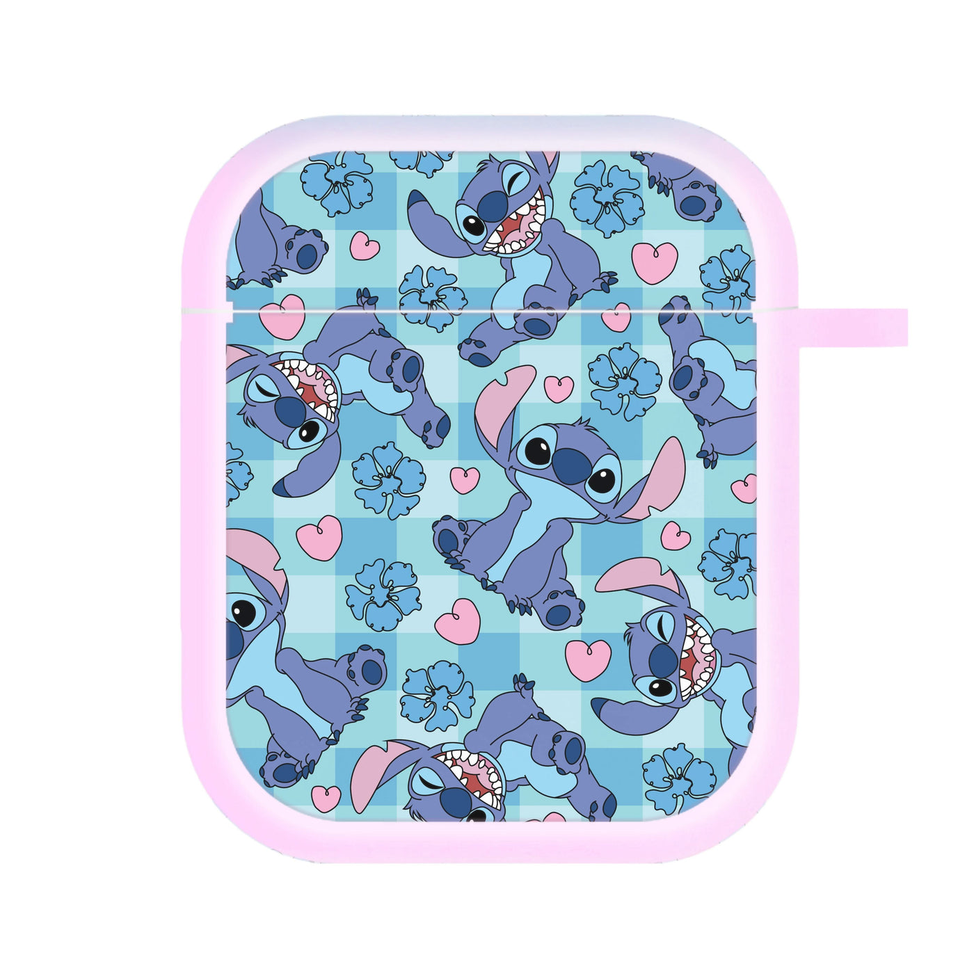 Blue Alien And Hearts Pattern AirPods Case