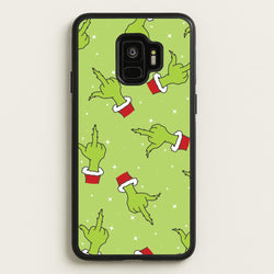 Green Middle Finger Christmas Pattern Galaxy S9 Case