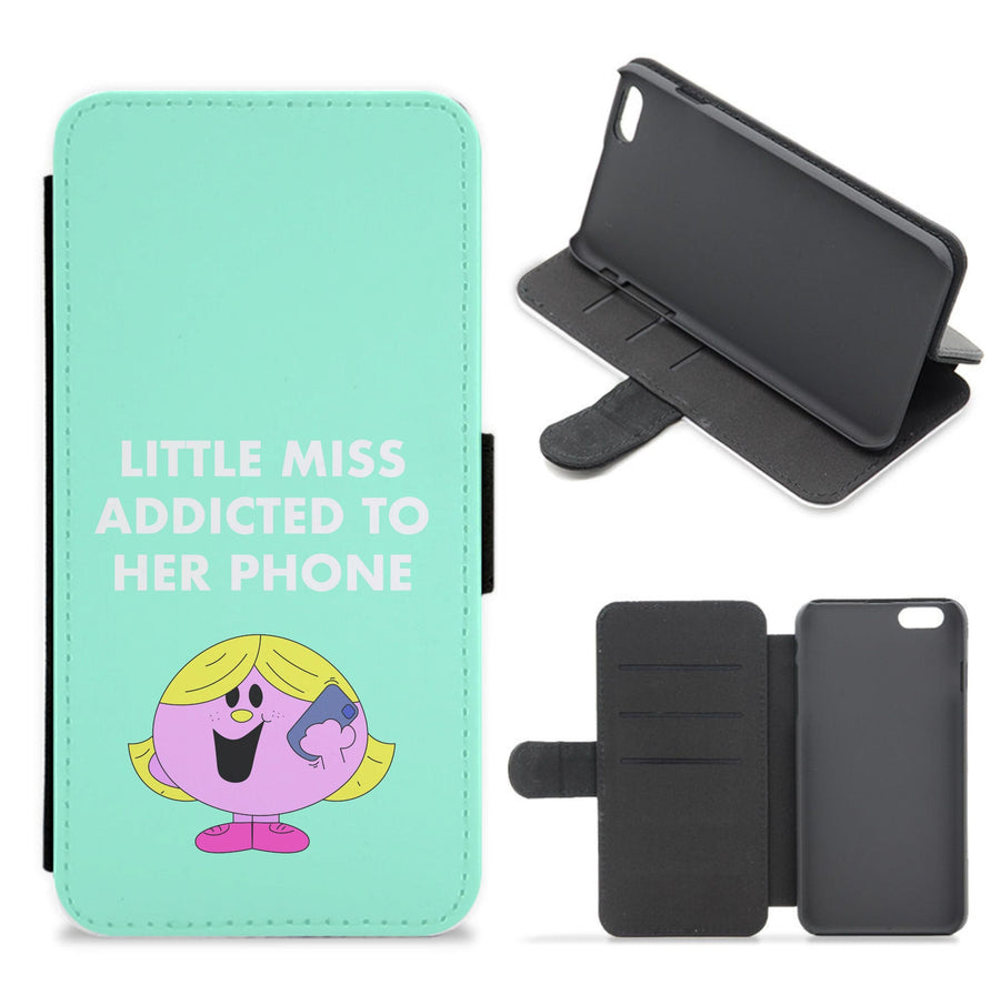 Little Miss Addicted To Her Phone - Aesthetic Quote Flip / Wallet Phone Case