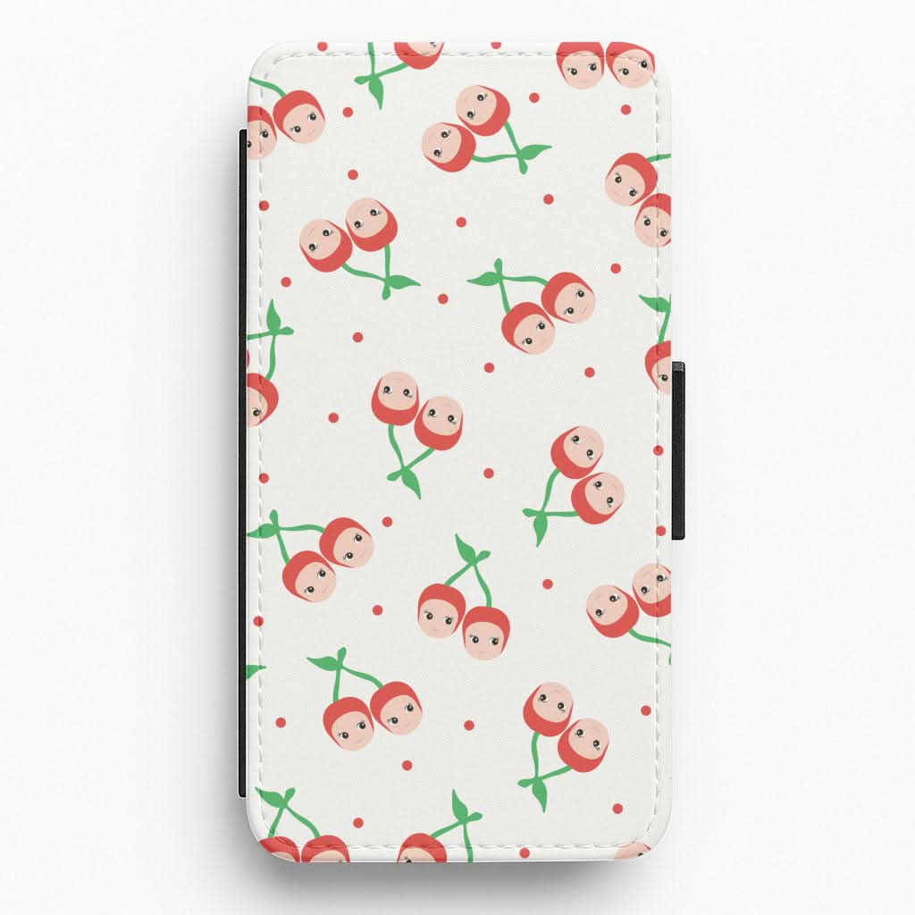Cherry Angels Pattern Flip / Wallet Phone Case