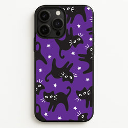Cartoon Black Cats And Stars Pattern iPhone 13 Pro Case
