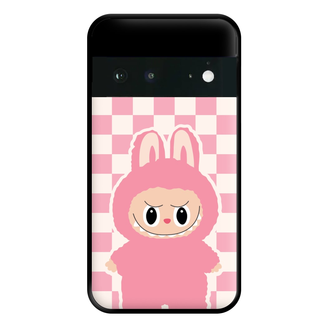 Checkered Cute Pink Monster  Google Pixel 6a Case