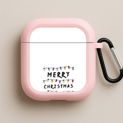 Merry Christmas String Lights Pink AirPods Case