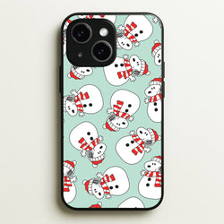 Cartoon Beagle Snowman Pattern iPhone 15 Plus Case