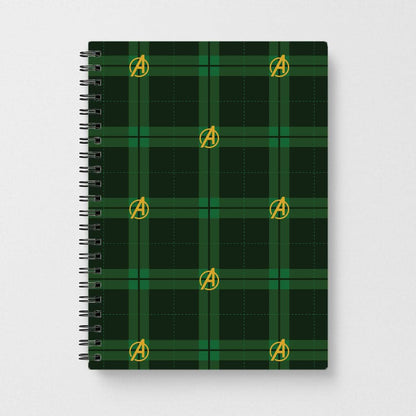 Superhero Team Green Tartan Pattern Notebook
