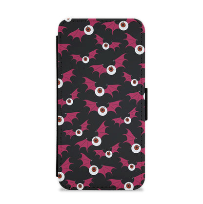 Red Bat Pattern Flip / Wallet Phone Case