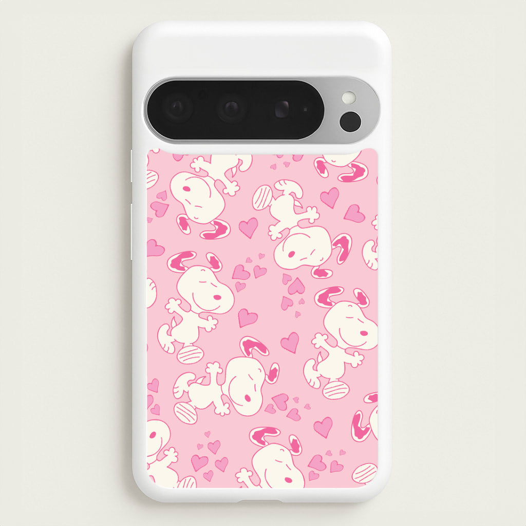 Cartoon Beagle Valentine Hearts Pattern Google Pixel 9 Pro XL Case
