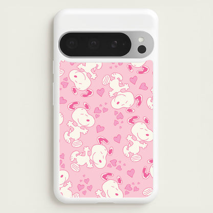 Cartoon Beagle Valentine Hearts Pattern Google Pixel 9 Pro XL Case