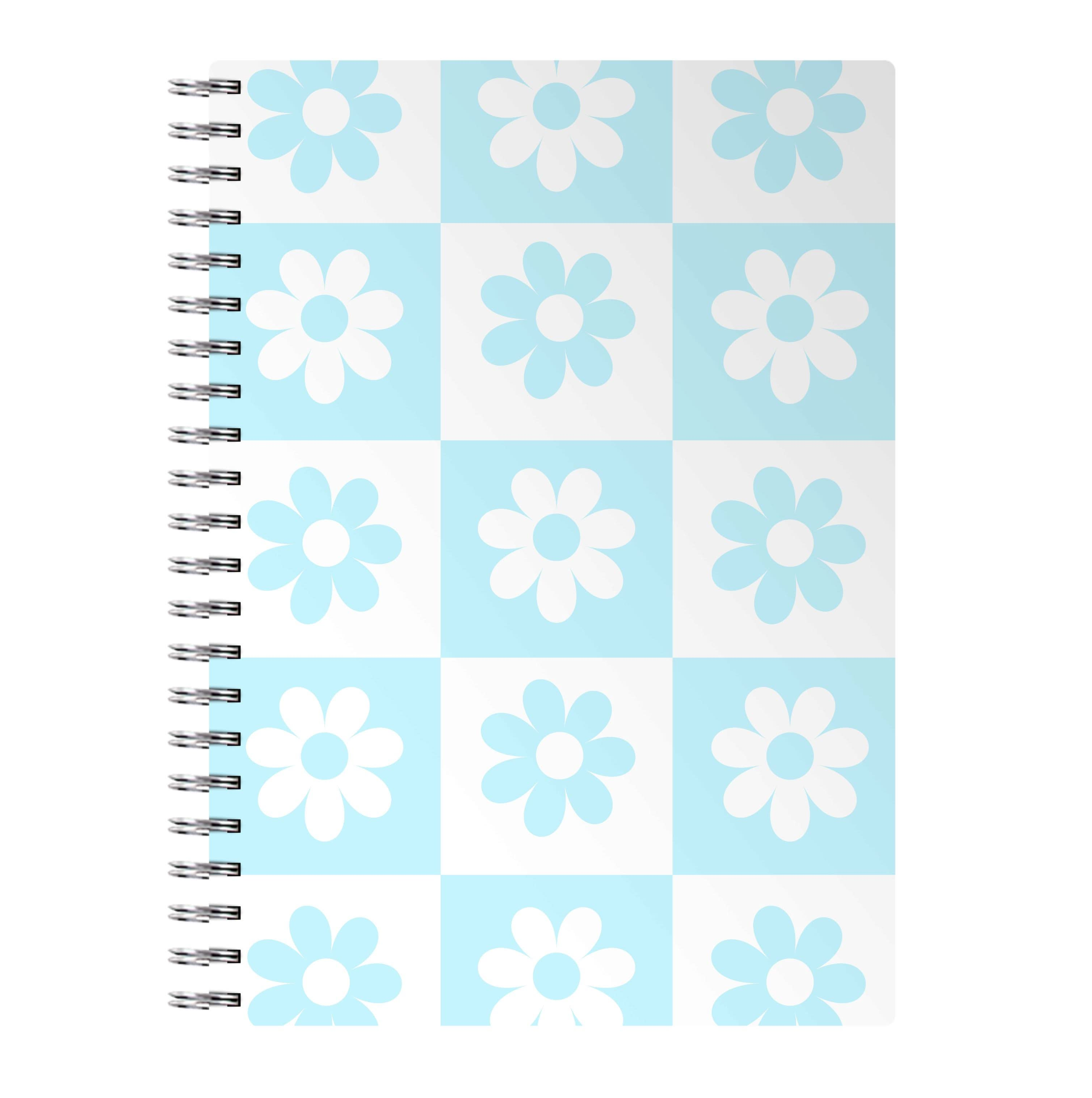 Checkered Flowers Blue Notebook