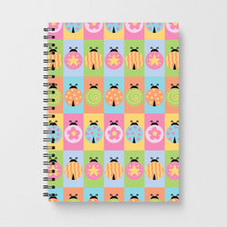 Cartoon Ladybugs Colourful Pattern Notebook
