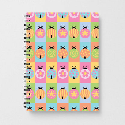 Cartoon Ladybugs Colourful Pattern Notebook
