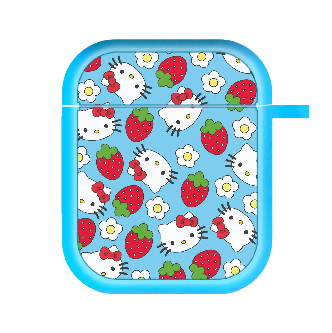 Strawberries And Flowers Pattern - Hello Kitty AirPods Case