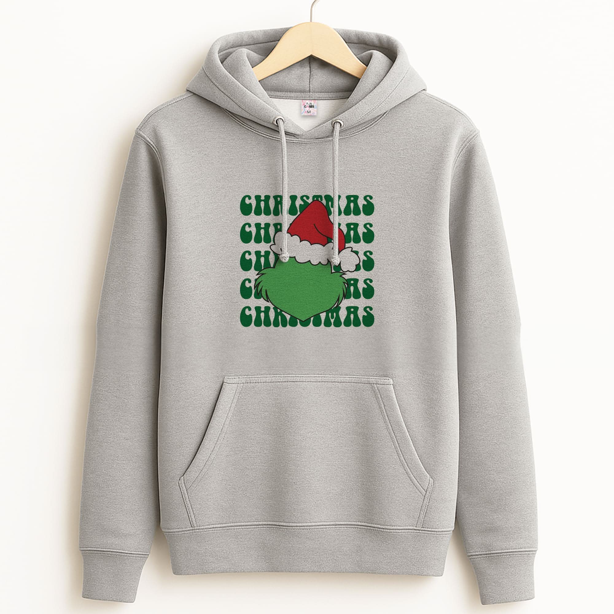 Green Creature Christmas Unisex Grey Hoodie