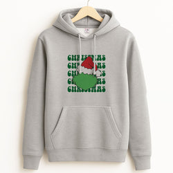 Green Creature Christmas Unisex Grey Hoodie