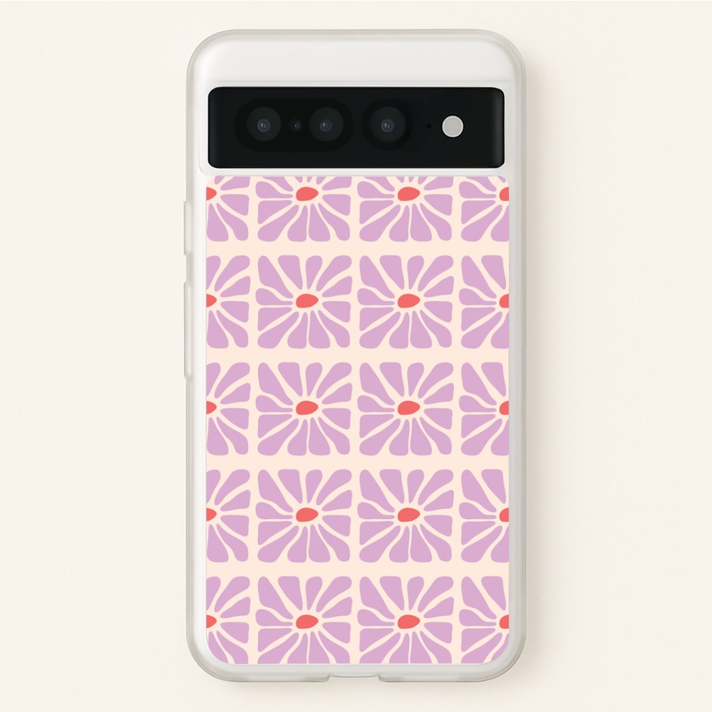 Square Abstract Flowers Mauve Google Pixel 7 Pro Case