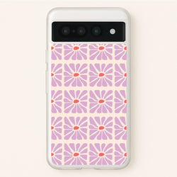 Square Abstract Flowers Mauve Google Pixel 7 Pro Case