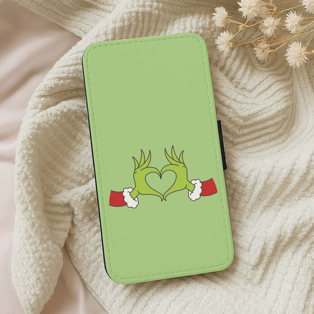 Christmas Green Heart Leather Phone Case