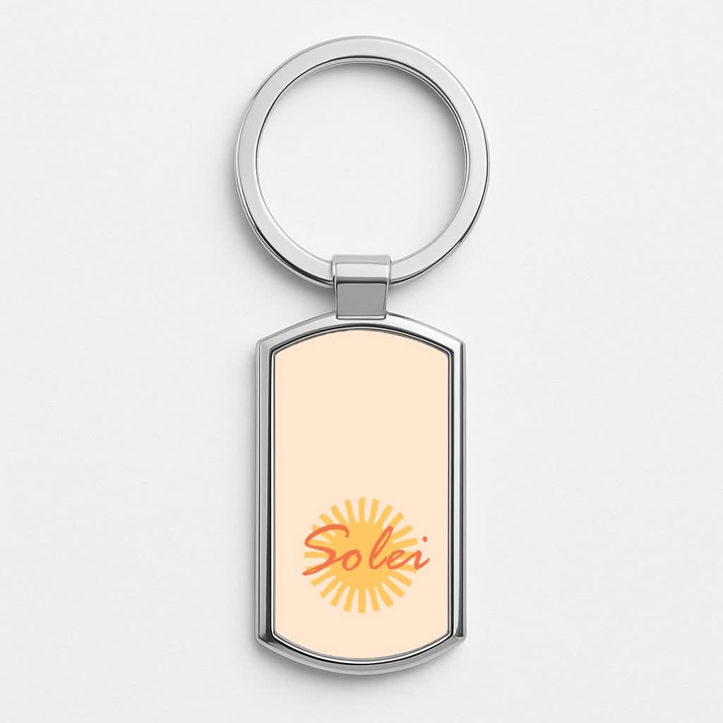 Abstract Sun Solei Silver Metal Keyring
