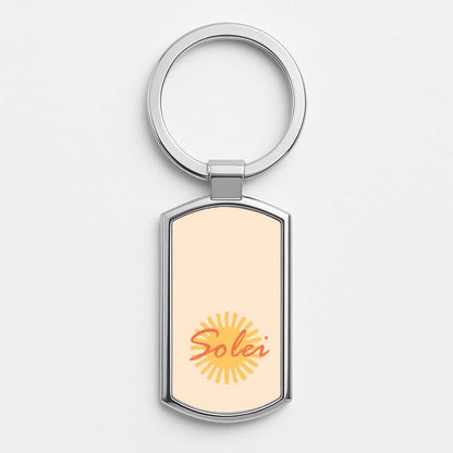 Abstract Sun Solei Silver Metal Keyring