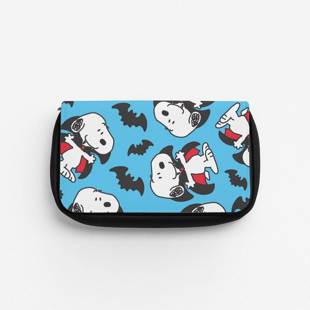 Cartoon Beagle Vampire And Bats Pattern Pencil Case