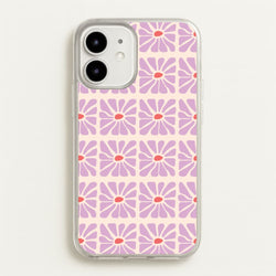 Square Abstract Flowers Mauve iPhone 12 / 12 Pro Case