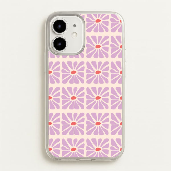 Square Abstract Flowers Mauve iPhone 12 Mini Case