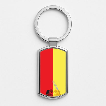 Red And Yellow Heroes Love Heart Silver Metal Keyring