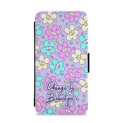 Happy Flowers Pattern Flip / Wallet Phone Case