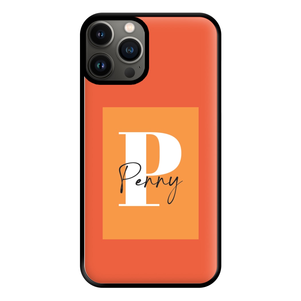 Orange Personalised Name iPhone 13 Pro Case