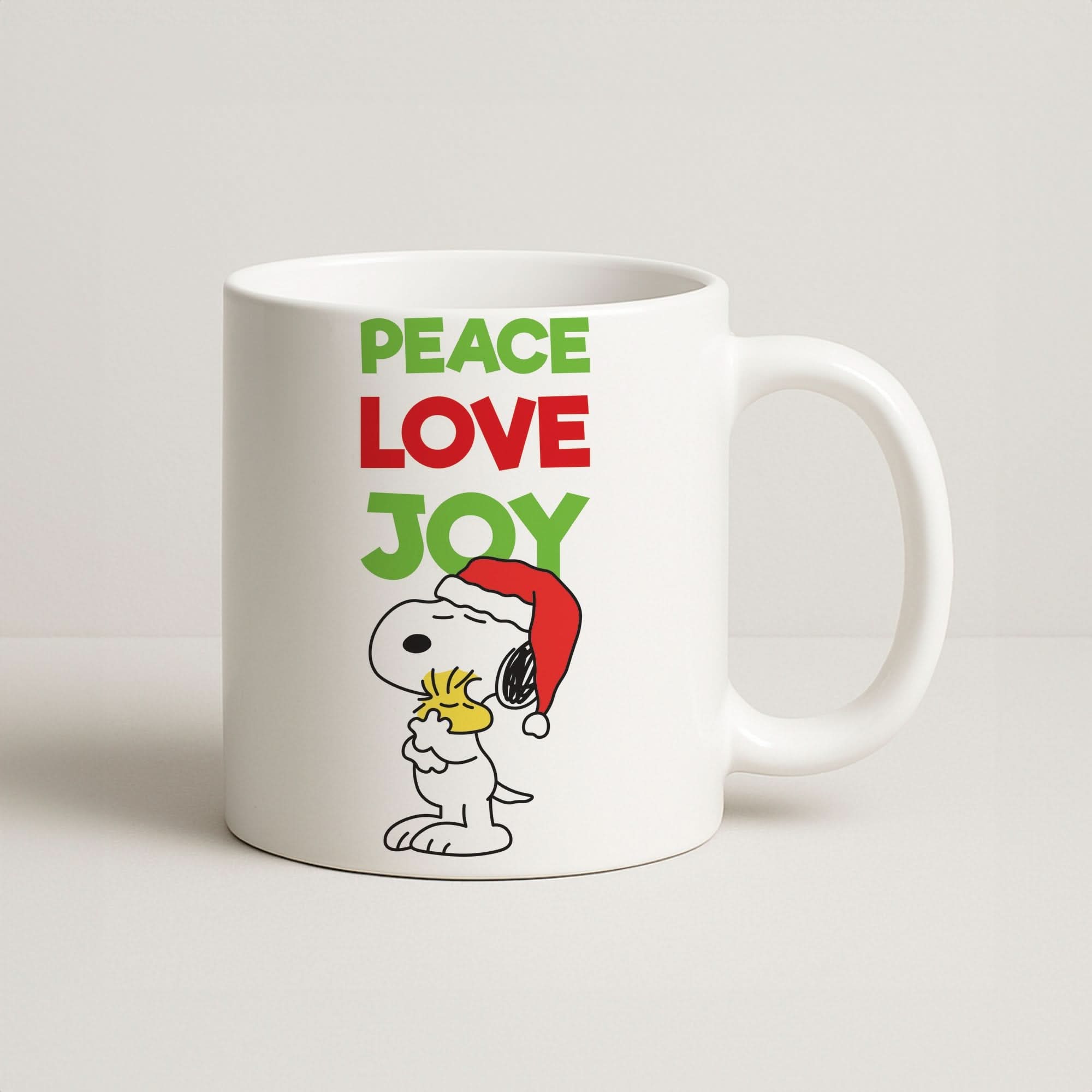 Peace, Love, Joy Christmas Cartoon Beagle Coffee Mug