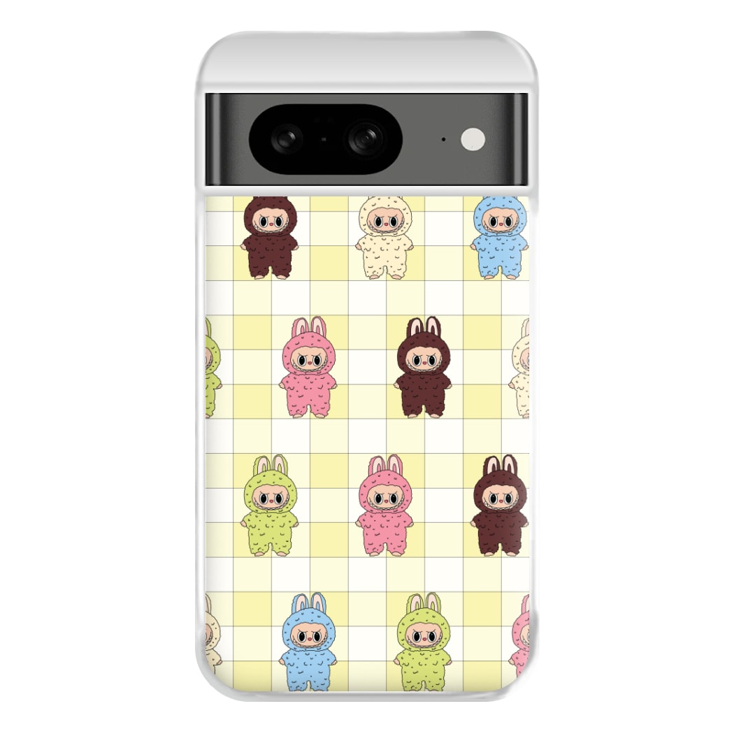 Cute Colourful Monsters Checkered Pattern Google Pixel 8 Case