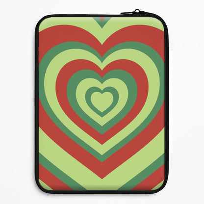 Red And Green Trippy Heart Christmas Pattern Universal Laptop Sleeve