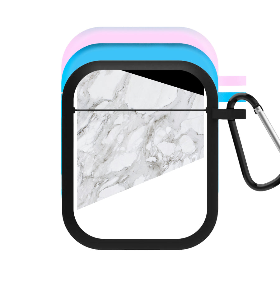 White, Black and Marble Pattern AirPods Case