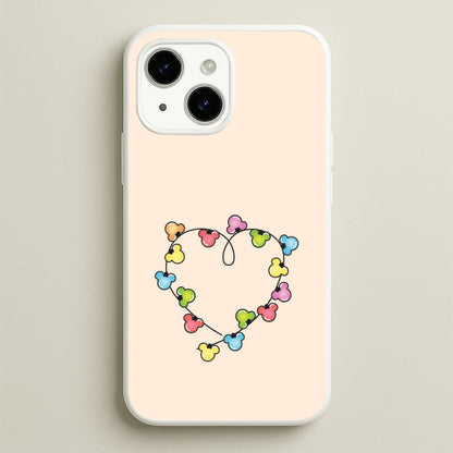 Cartoon Mouse Christmas Fairylights Heart iPhone 15 Case