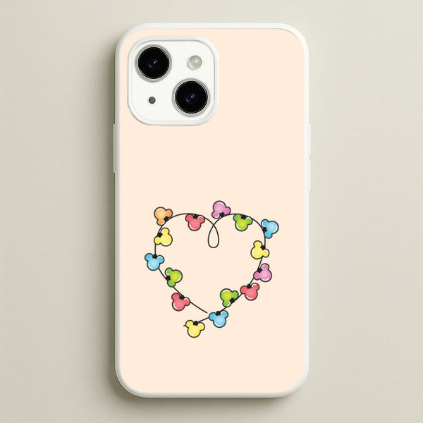 Cartoon Mouse Christmas Fairylights Heart iPhone 14 Case