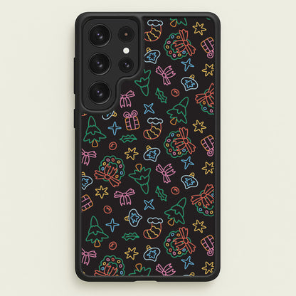Neon Christmas Icons Pattern I Galaxy S23 Ultra Case