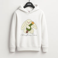 Christmas Bunny Stars Plush Kids Hoodie