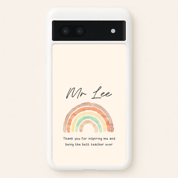 Biege Personalised Teacher Rainbow  Google Pixel 7a Case